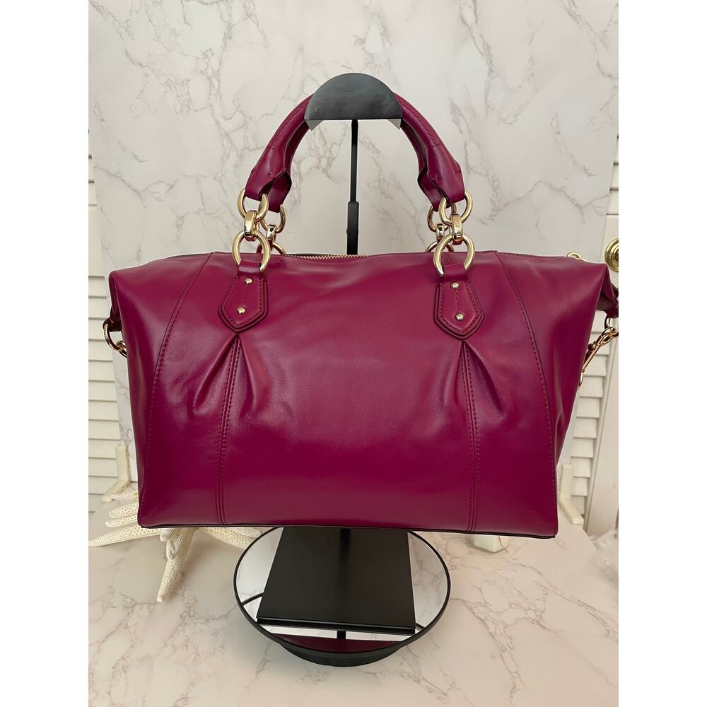 COACH Colette Magenta Leather Satchel, Gold Accents, 2 Hang Tags, Dustbag NWT - Picture 5 of 13